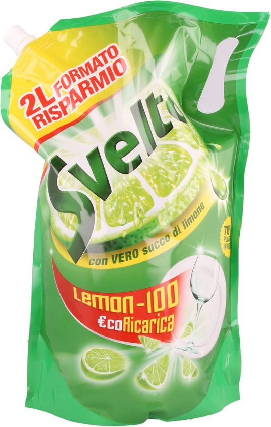 6 x SVELTO Lavapiatti Eco Ricarica Limone Verde 2000 Ml