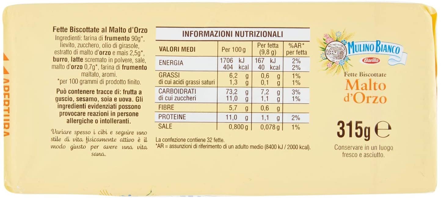 6 X Mulino Bianco grassi biscotti gerstmalt 315 G orzo cipolla biscotti rosso
