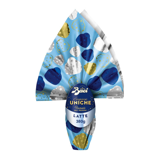 BACI PERUGINA Maxi Uovo di Pasqua 2025 Cioccolato al Latte con Sorpresa e 4 Cioccolatini 380g