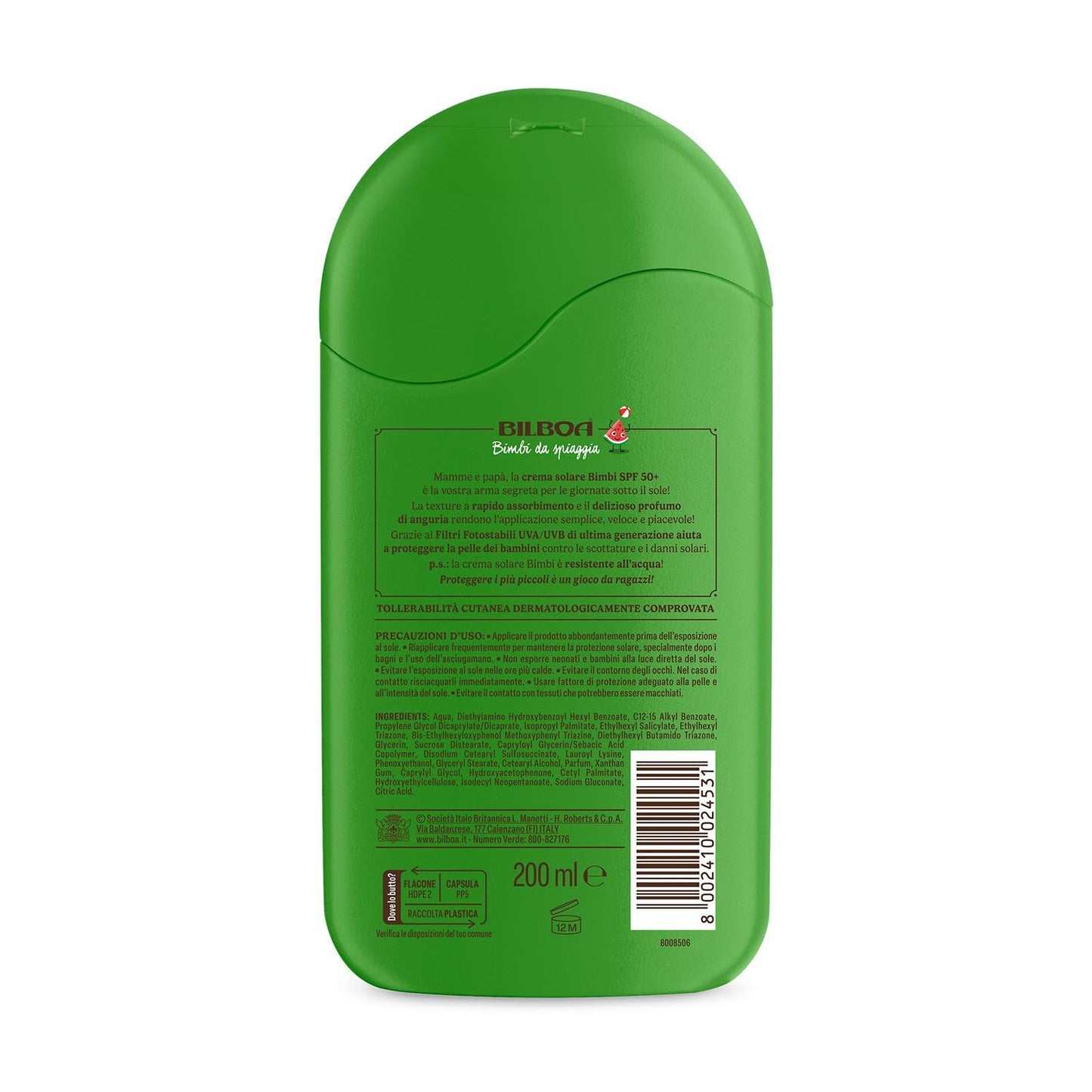 Bilboa Bimbi da Spiaggia Trigger Solare Bambini con Protezione SPF 50+, Resistente all'Acqua e Anti Scottature, Dermatologicamente Testato, 250 ml