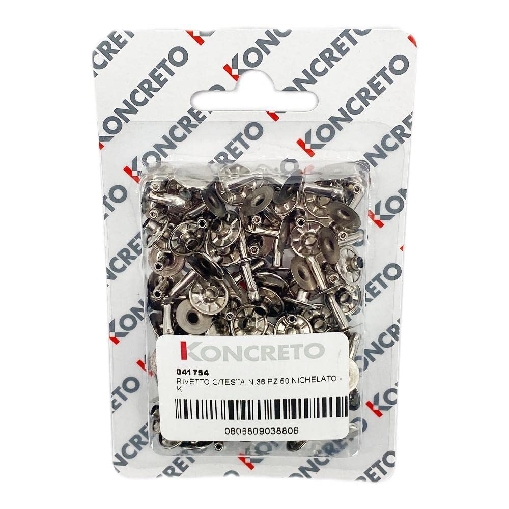 Koncreto Rivetto Nichelato Con Testa Maschio/Femmina N.36 Pz 50 In Blister.