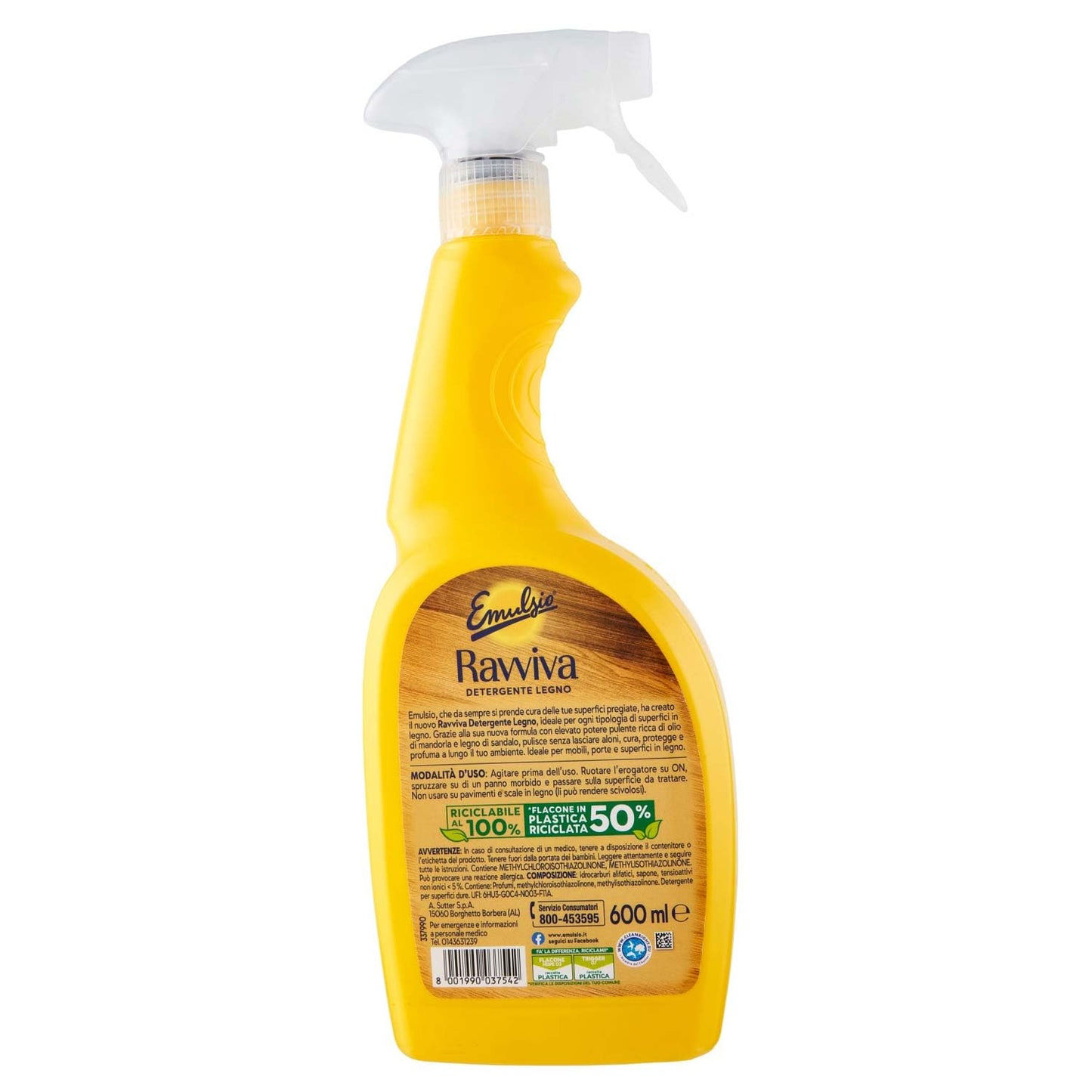 Emulsio Detergente Spray Ravviva Legno 600ml, 600ml