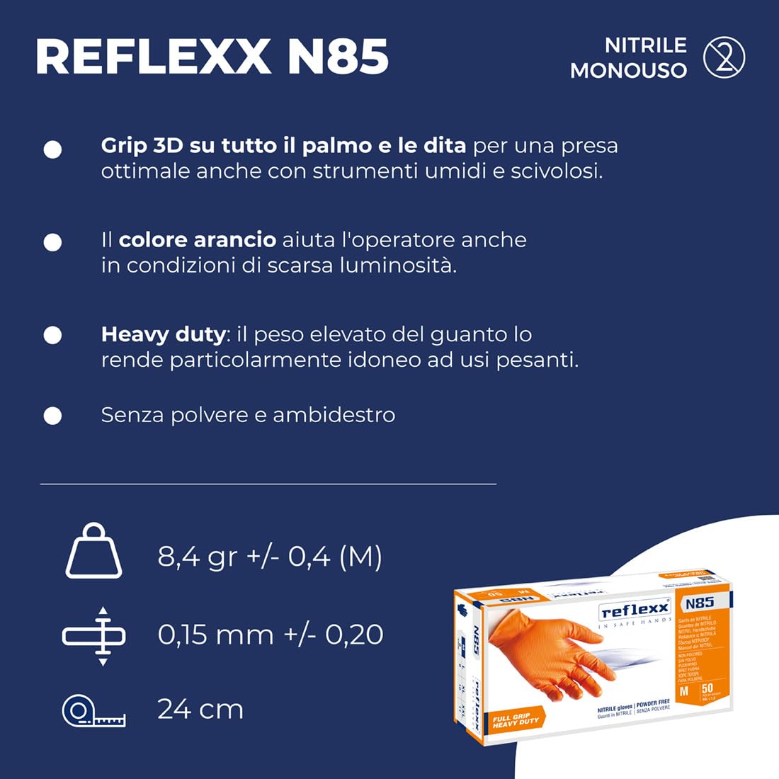 Reflexx N85/M, guanti in nitrile FULL GRIP | HEAVY DUTY