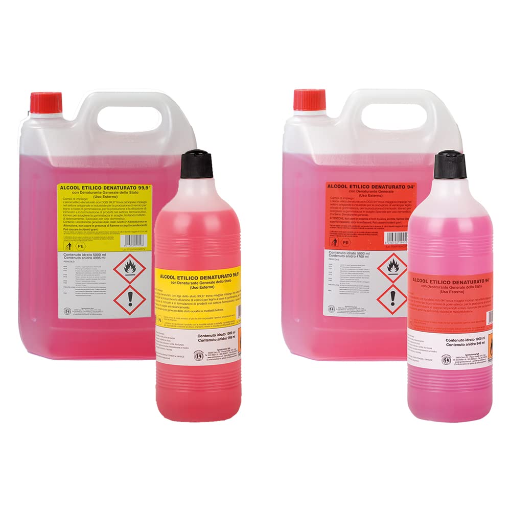 Alcool etilico denaturato 94° liquido adatto per gommalacca inchiostri 1 lt