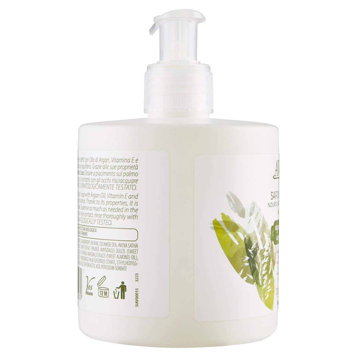 Avenil Pure & Soft Sapone Mani e Viso Nutriente Argan & Vitamina E, 300ml