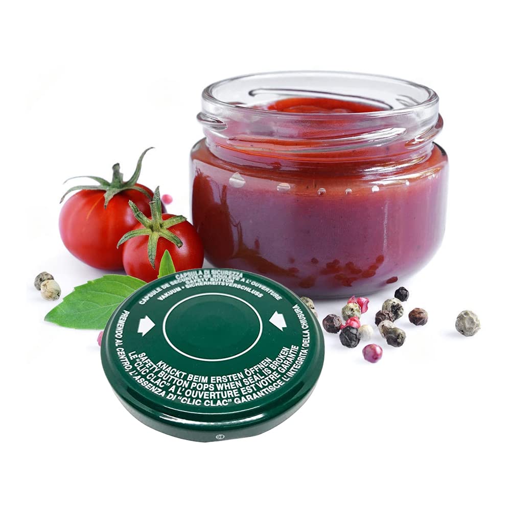 CG94 - Tappi Clic Clac per Vasetti e Barattoli in Vetro | Conservazione Ermetica e Sicura | Resistenti, Riutilizzabili | Adatti per Alimenti, Verde, Vetro, Ø 63mm, Confezione da 100
