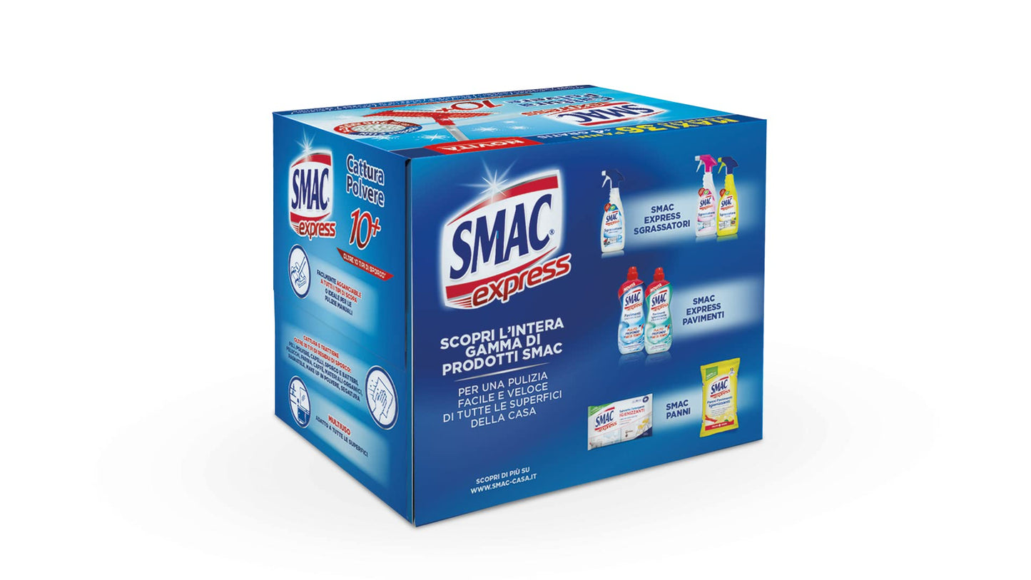 Smac Express - Panni Cattura Polvere 10+, Compatibili con Ogni Scopa, 120 Panni, Cattura Polvere, Sporco e Batteri, Adatti a Tutti i Pavimenti e Superfici, 40 Panni x 3 Confezioni