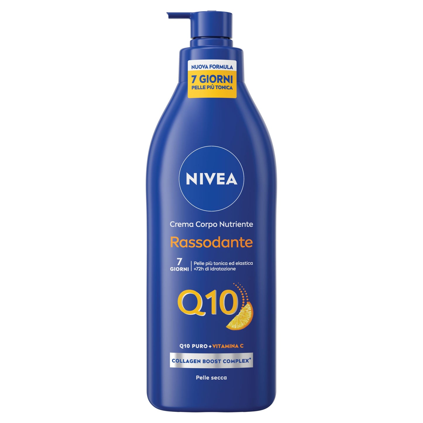 NIVEA Q10 Crema Corpo Nutriente Rassodante 400 ml, Crema rassodante corpo con Coenzima Q10 Puro e Vitamina C, Crema corpo idratante pelle secca 72h per una pelle più tonica ed elastica