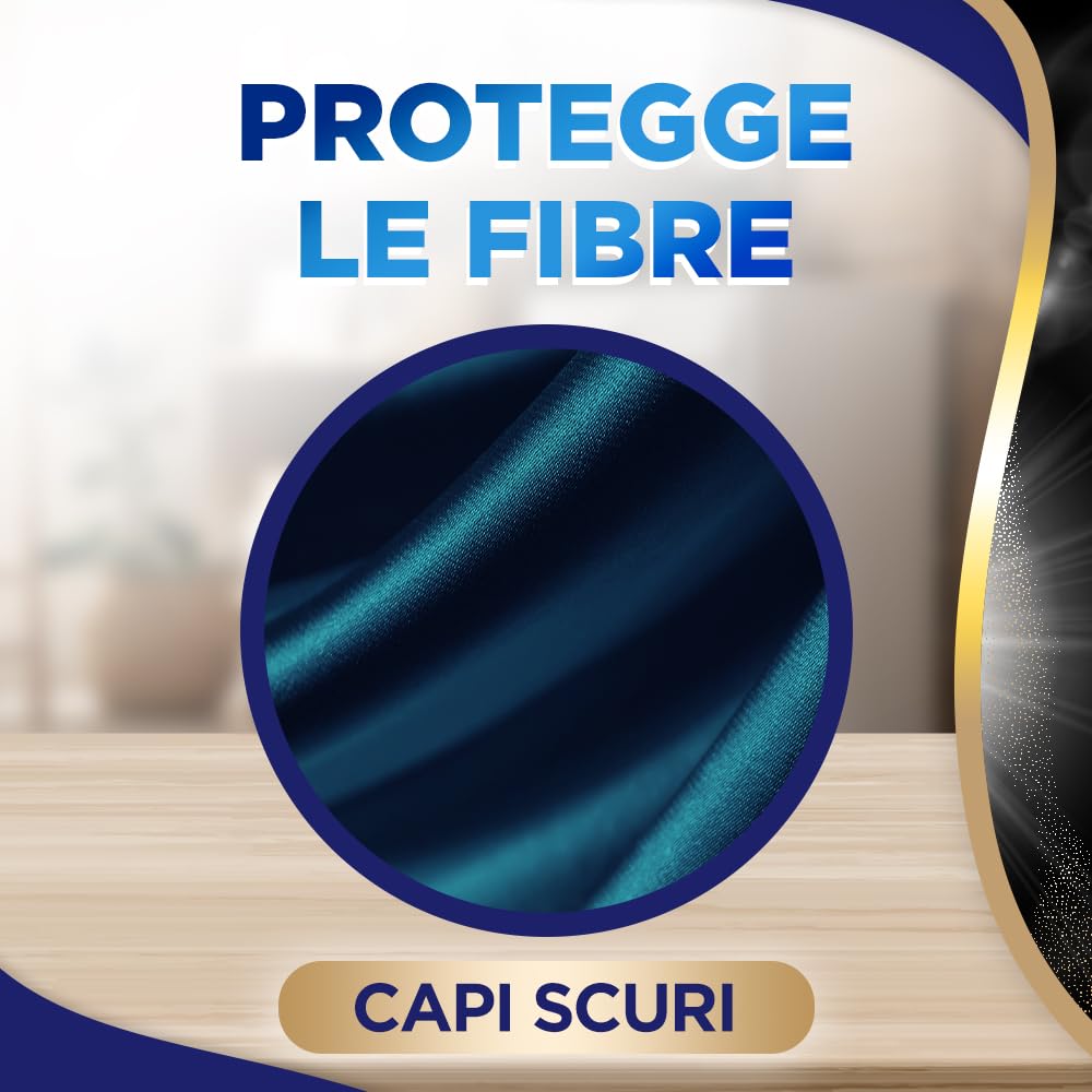 Lip Woolite Detersivo Lavatrice Capi Scuri, Neri e Jeans 25 Lavaggi, 4 confezioni da 1500 ml di Detersivo Lavatrice Liquido Capi Scuri con Cheratina