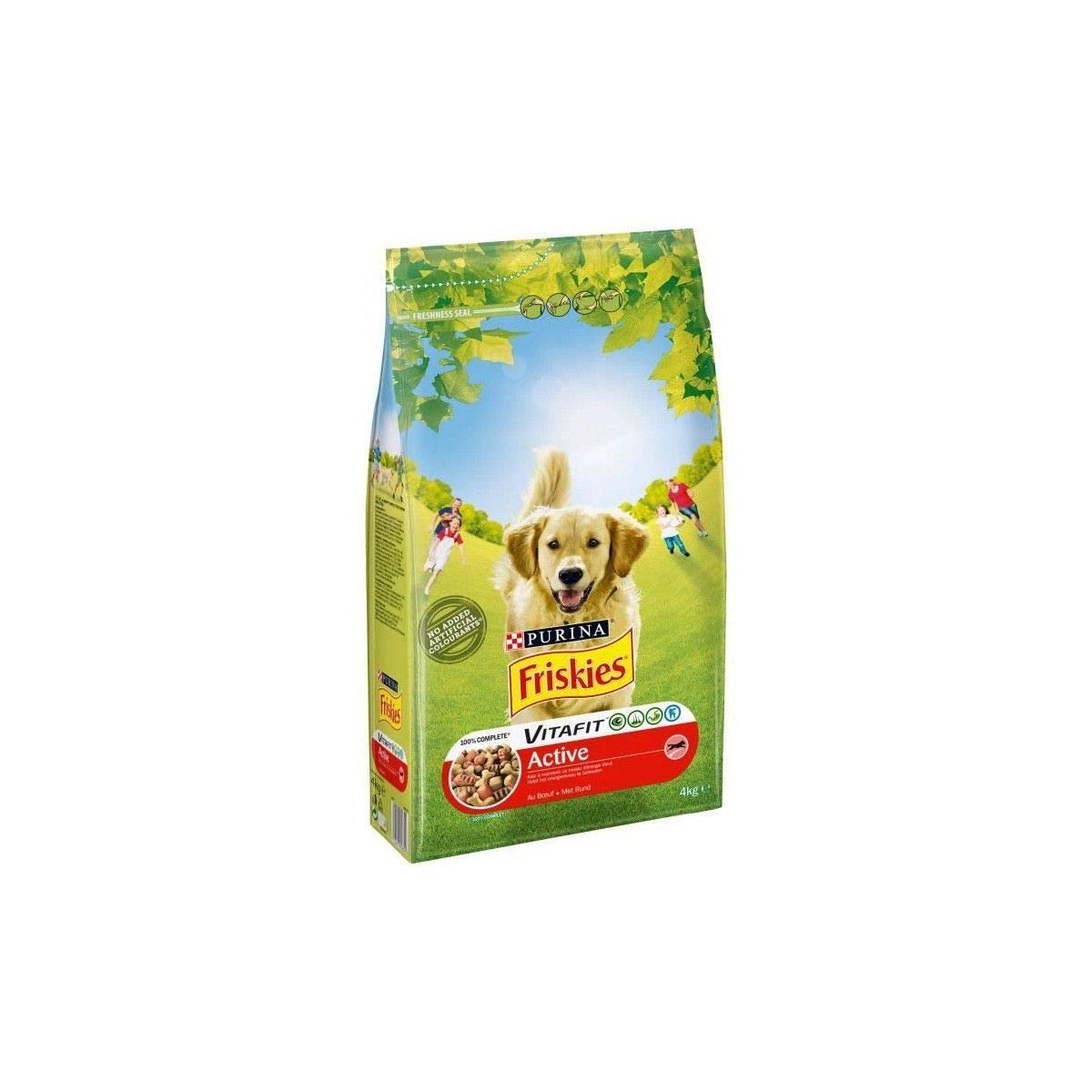 Friskies - Crocchette Vitafit Active al boif, per cane adulto, 4 kg