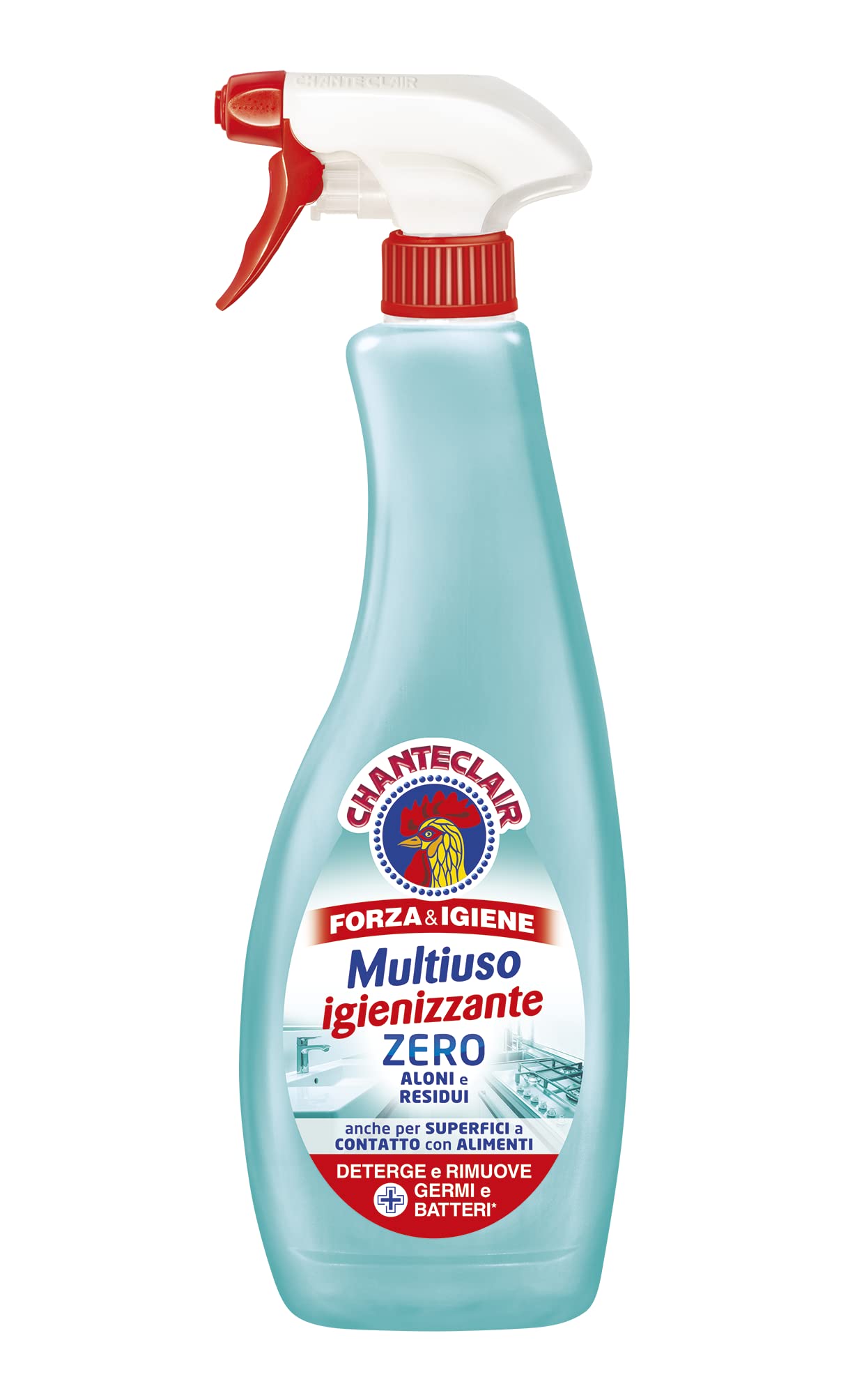 Chanteclair - Multiuso Igienizzante - Zero Aloni e Residui, Spray Ideale per Piccole Superfici anche a Contatto con Alimenti, Forza&Igiene - 12 Flaconi da 625 ml