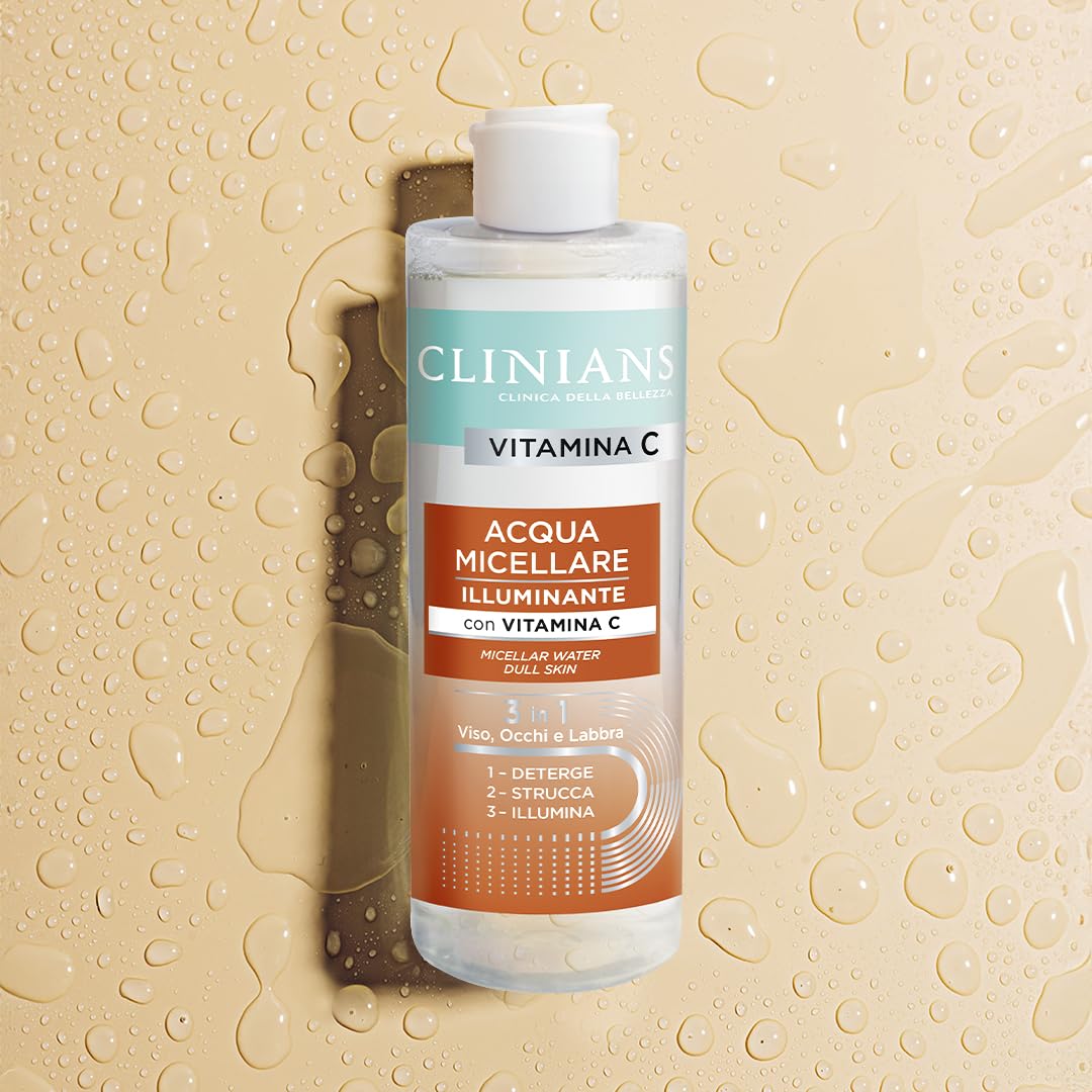 CLINIANS | Acqua Micellare Illuminante alla Vitamina C, Dermatologicamente testata, Pulisce Delicatamente, Made in Italy, 400 ml