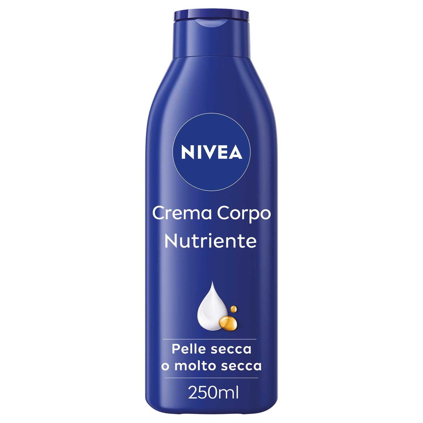 NIVEA Crema Corpo Nutriente 250 ml, Crema idratante corpo 72h arricchita con Acido Ialuronico Puro, Olio di Mandorla e Siero Nutrimento Intenso, Crema corpo idratante pelle secca o molto secca
