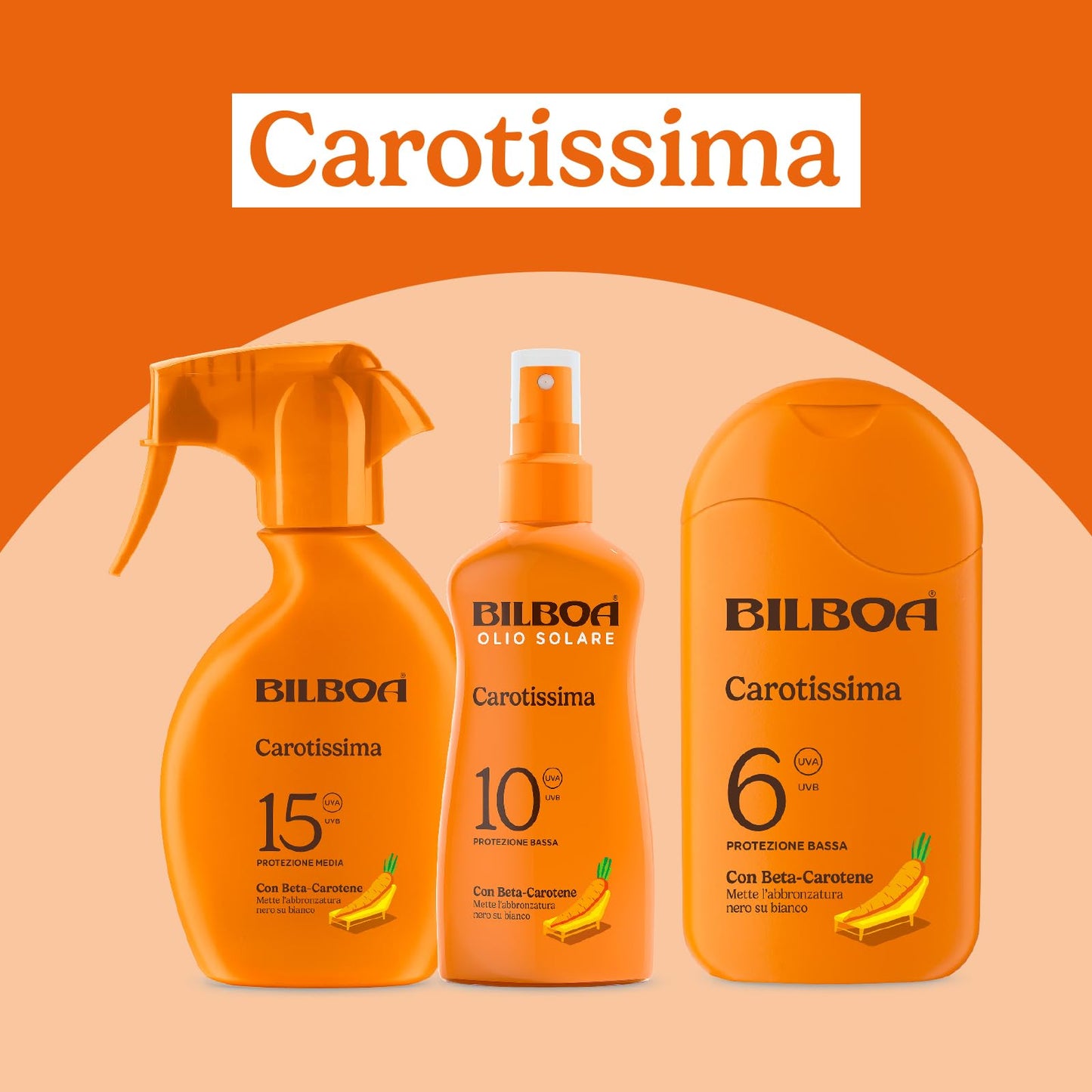 Bilboa Carotissima, Latte Solare SPF 20, Abbronzante Corpo, Formula con Betacarotene , Mette l'Abbronzatura Nero su Bianco, Resistente all'Acqua, Dermatologicamente Testato, 200 ml