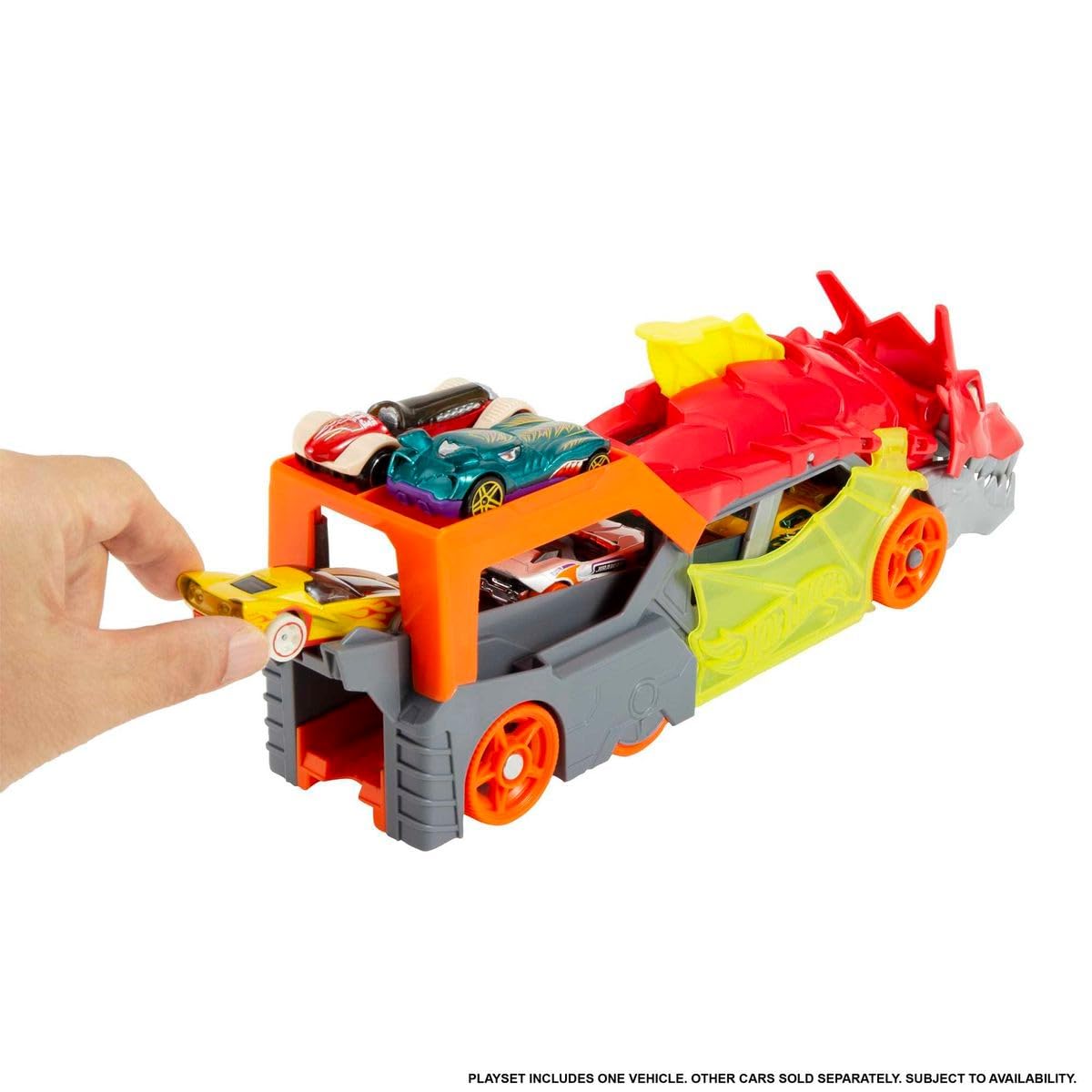 Hot Wheels GVG36 - Hungriger Hai-Transporter-Spielset mit 1 Fahrzeug im Maßstab 1:64, Spielzeug Autorennbahn für Kinder von 4 bis 8 Jahren