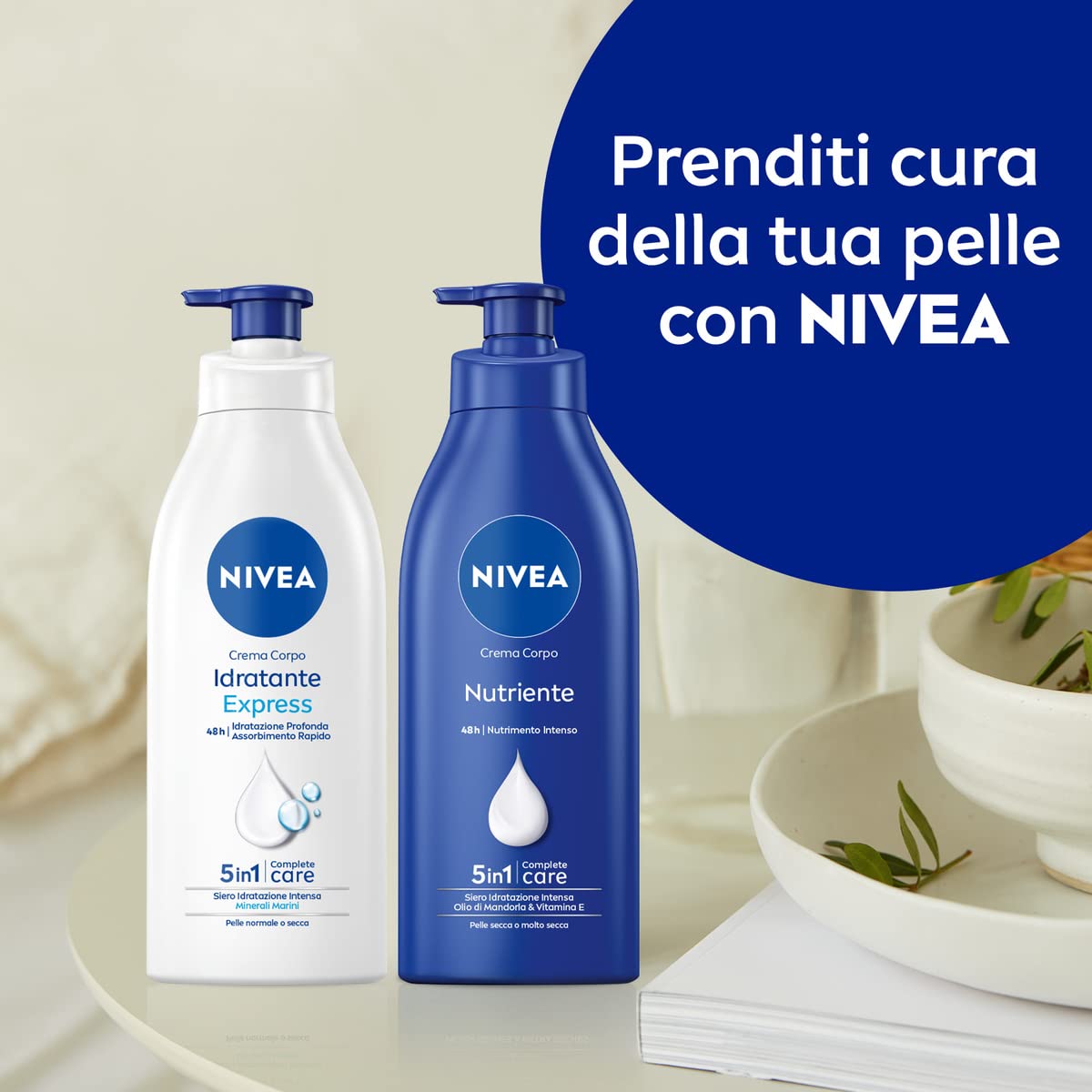 NIVEA Crema Corpo Idratante Express per pelle normale o secca (1 x 500ml), Formula ad assorbimento rapido, arricchita con NIVEA Siero Idratazione Intensa e Minerali Marini