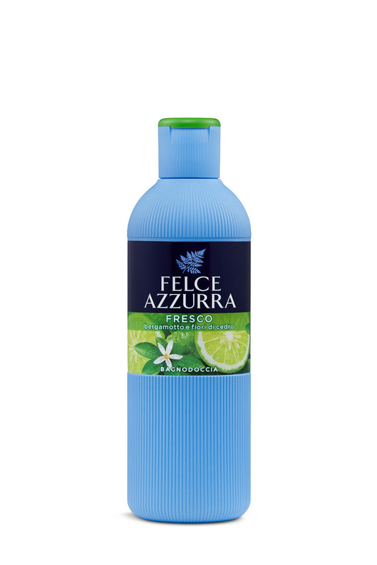 Felce Azzurra - Bagnoschiuma Profumato Fresco Bergamotto, Bagno Schiuma Detergente Delicato Idratante per Pelle Morbida, Note Esotiche Cocco e Cannella, Bagnodoccia Dermatologicamente Testato, 650 ml