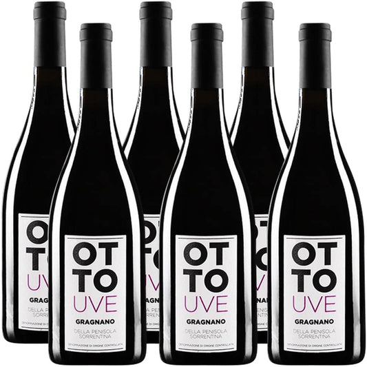 Ottouve Gragnano Penisola Sorrentina Doc | Martusciello | Vino Rosso Frizzante | 6 Bottiglie 75 Cl | Campania | Idea Regalo