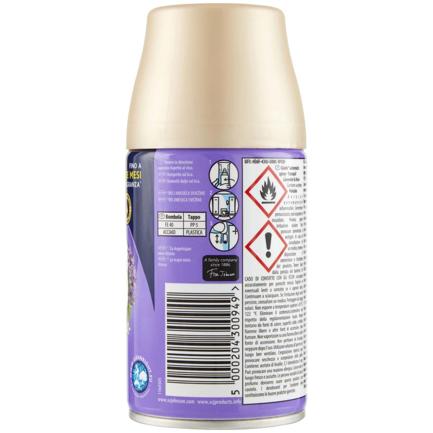 Glade Automatic Spray Ricarica, Profumatore per Ambienti, Fragranza Calm Lavender & Jasmine, 1 Ricarica da 269 ml