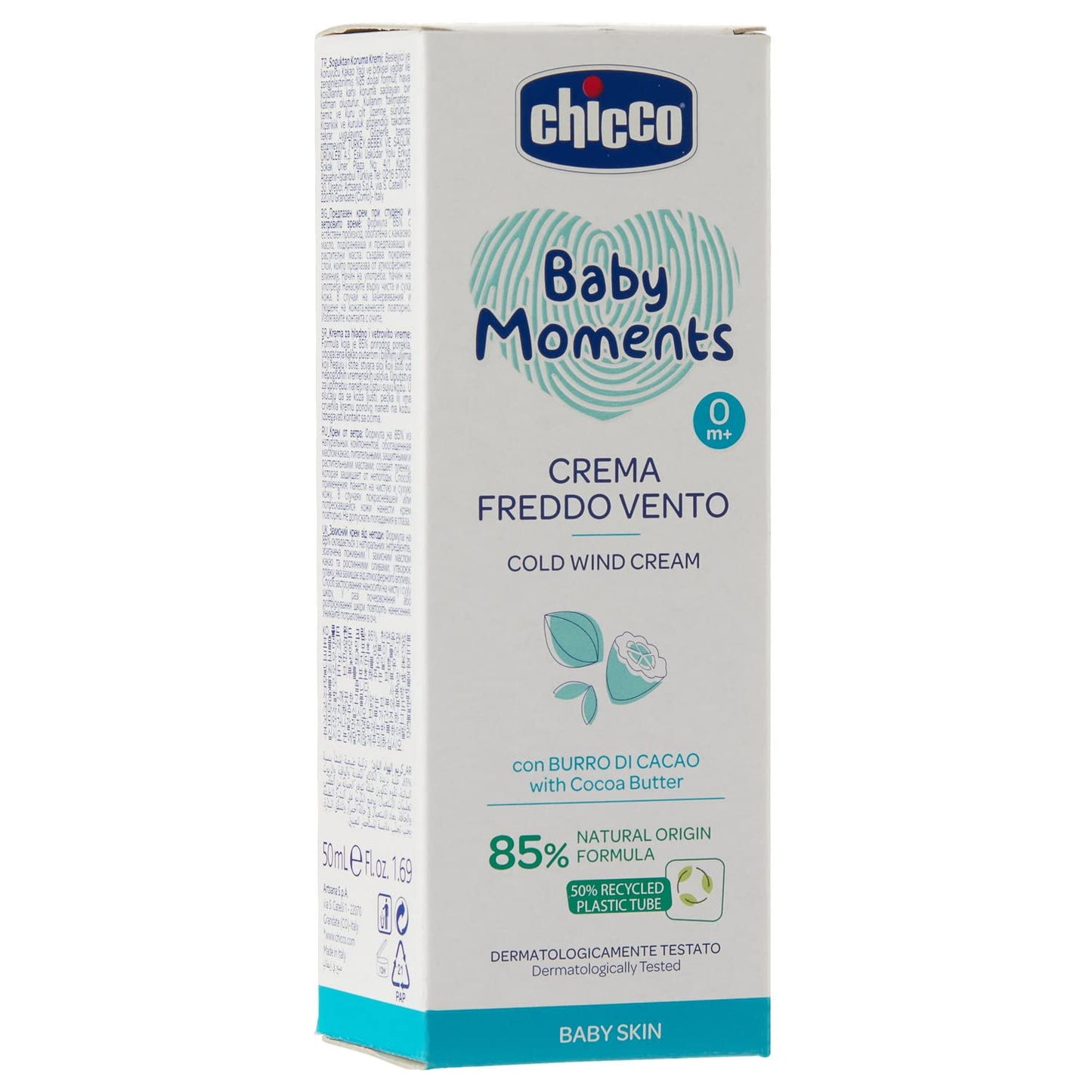 Artsana Chicco Baby Moments Crema Freddo Vento con Burro di Cacao e Vitamina E, con Formula Naturale, 0+ Mesi, 50 ml