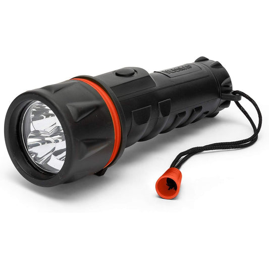 Velamp Torcia LED impermeabile - Impugnatura antiscivolo e laccetto – Alta potenza e resistenza - Per uso esterno ed emergenze - 2 batterie tipo D