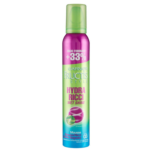 Garnier Fructis Hydra Ricci Wet Shine Mousse Ravviva Ricci Effetto Bagnato, 200 ml