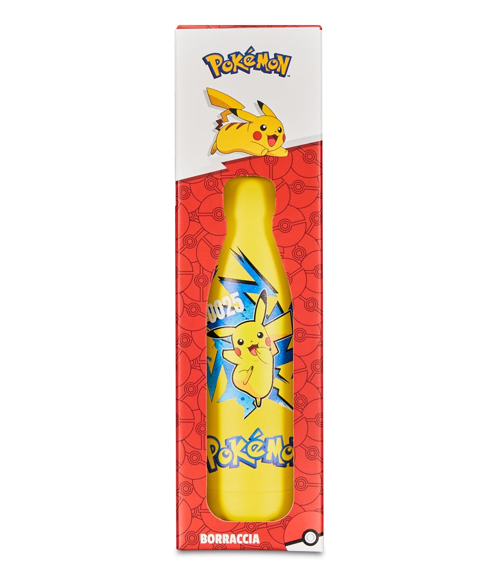 Borraccia Termica Borraccia POKÉMON - per Bambini con Cannuccia 460 ML NO BPA - Asilo, Scuola Elementare - Acciaio Inox, Mantenimento Temperatura fino a 24h