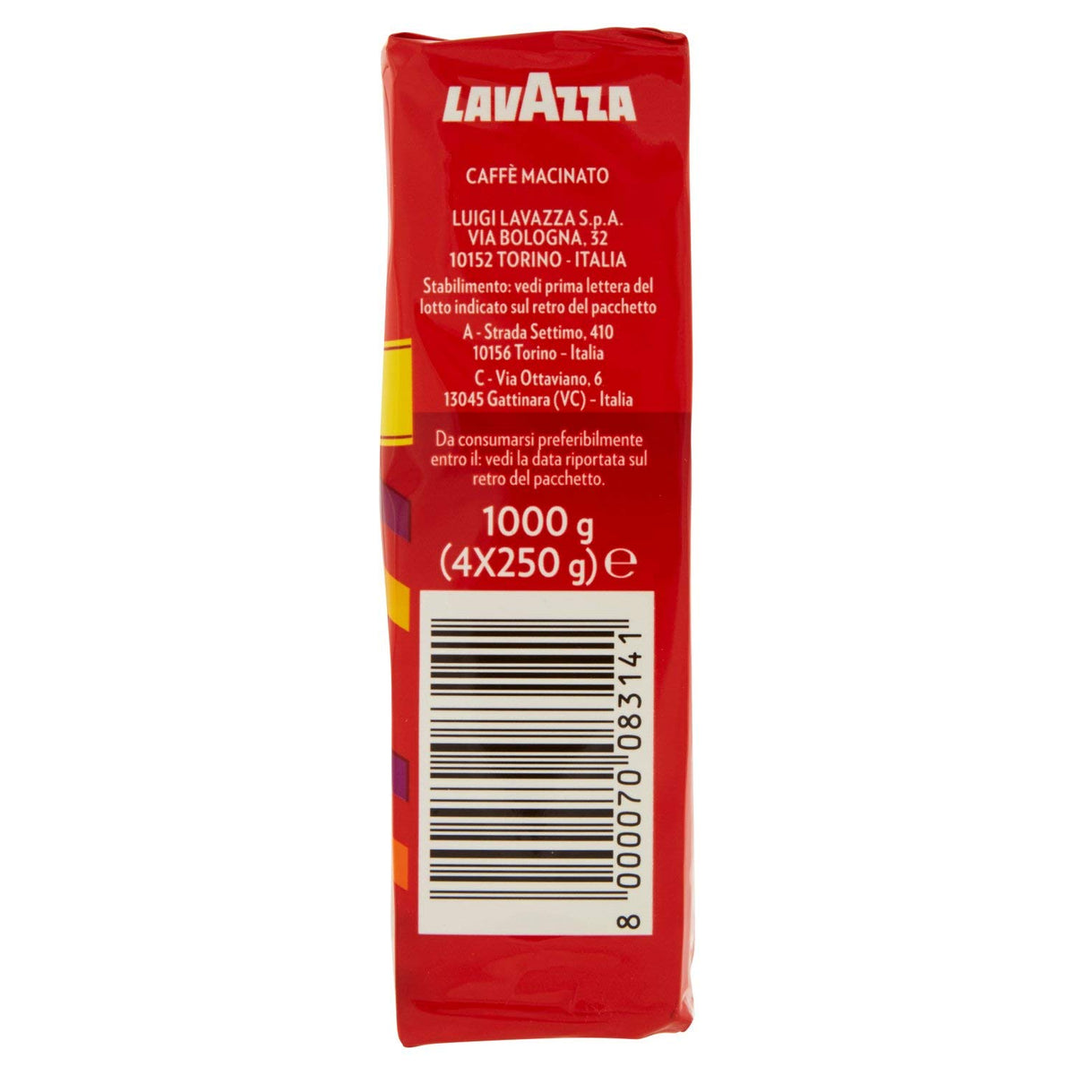 Lavazza Suerte Caffè Macinato Confezione da 4 x 250g