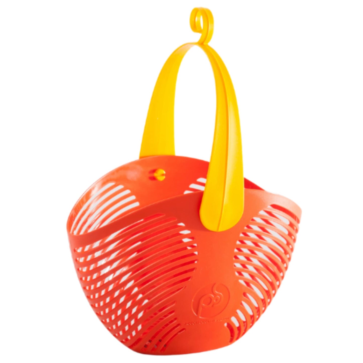 Ecoplast, Cesto Porta Mollette Bucato, Pratico e Comodo, Multiuso, Dotato di Gancio, Ideale da Appendere, Capiente e Resistente, Colore Arancione, Made in Italy