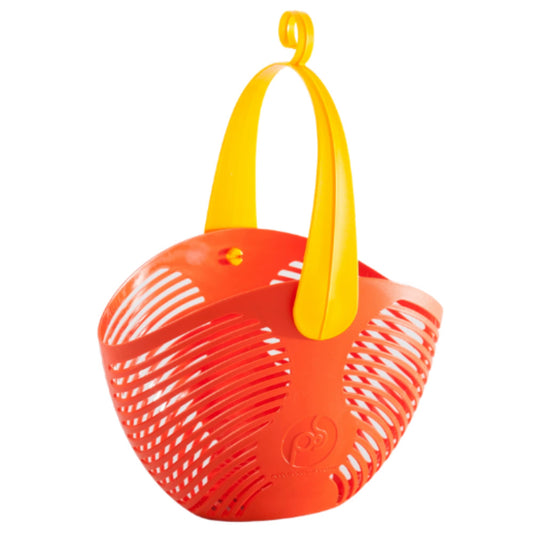 Ecoplast, Cesto Porta Mollette Bucato, Pratico e Comodo, Multiuso, Dotato di Gancio, Ideale da Appendere, Capiente e Resistente, Colore Arancione, Made in Italy