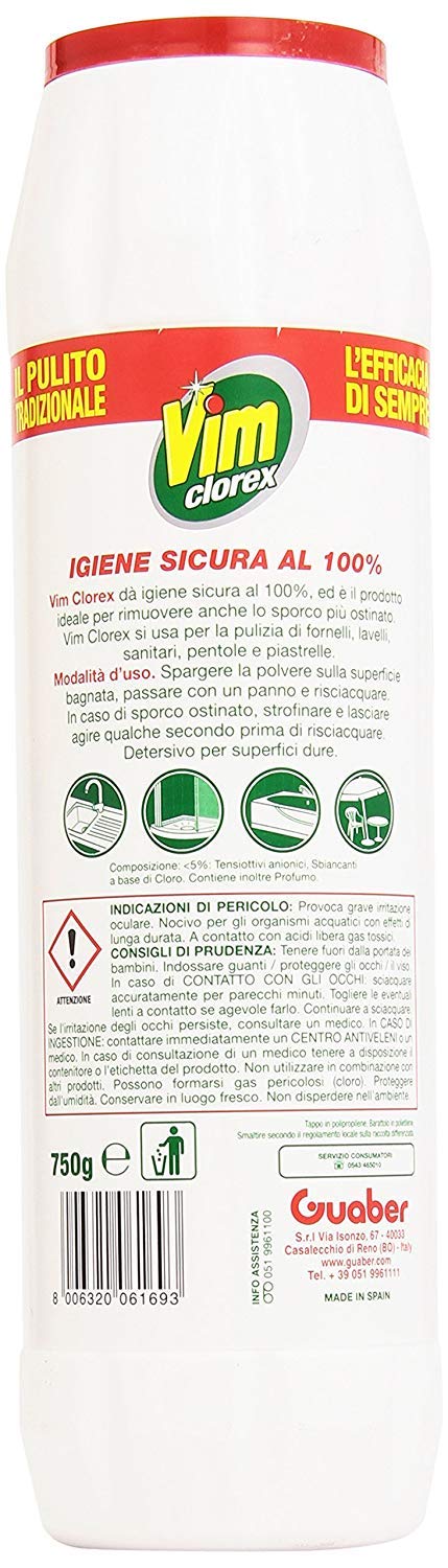 Vim Classic Scourer - Polvere sbiancante extra con candeggina, 750 g (confezione da 2)