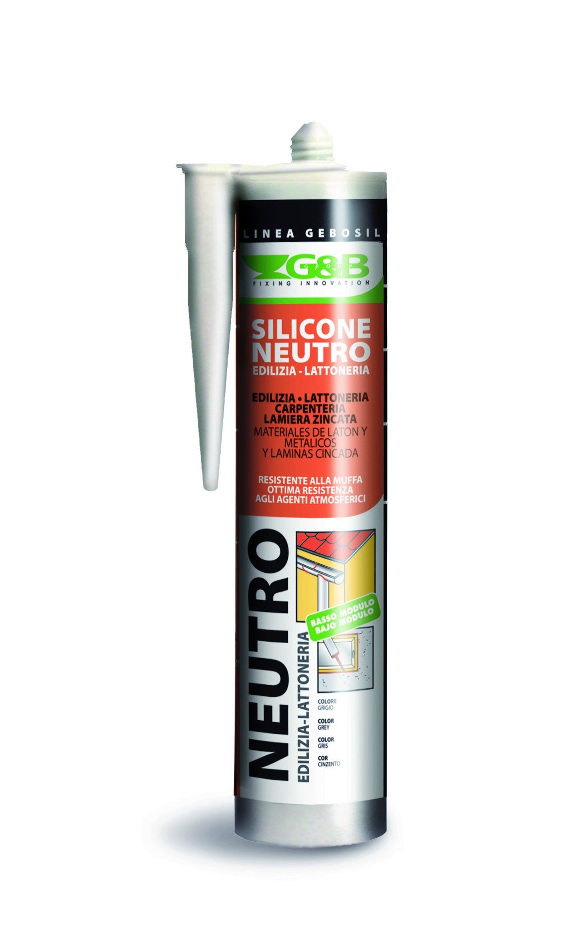 SILICONE NEUTRO EDILIZIA LATTONERIA LAMIERA BASSO MODULO G&B SILN12 GRIGIO