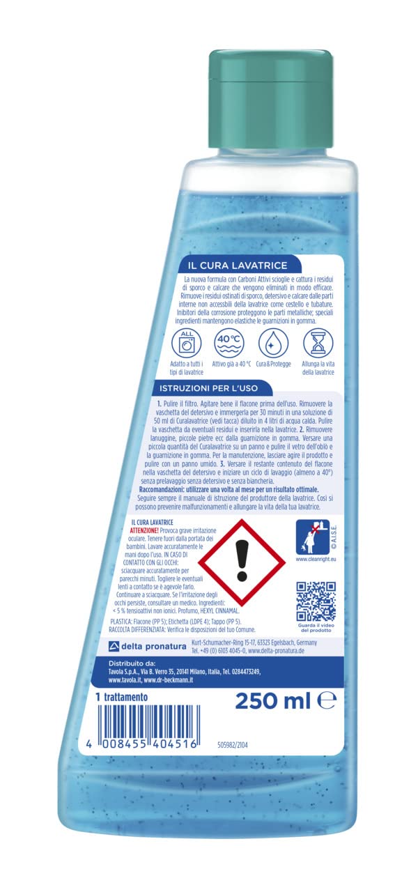 Dr. Beckmann Il Cura Lavatrice Prodotto Cura Lavatrice con Carboni Attivi, 250ml