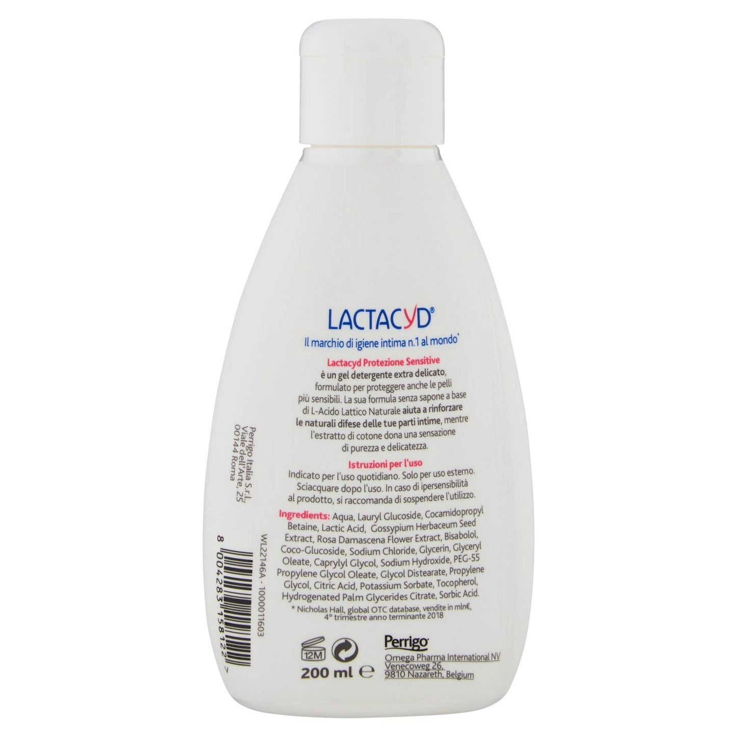 Lactacyd 154085 Detergente Intimo per Pelli Sensinili, 200 ml
