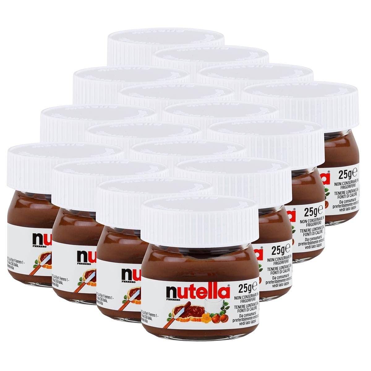 Nutella Ferrero piccolo mini design vetro 16er Set a 25 G, pane aufstrich, Noce nugat Crema, Cioccolato auftrich