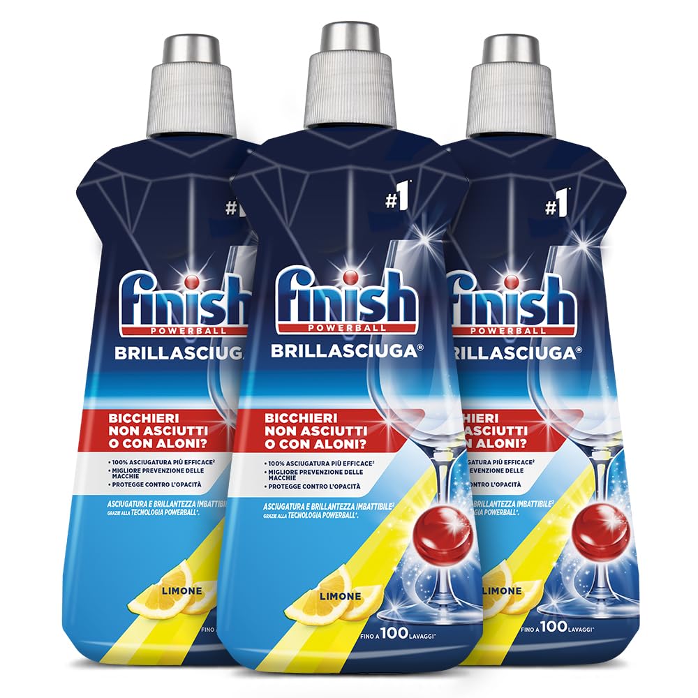 Finish Brillantante, Additivo Lavastoviglie al Limone, 500 ml (Confezione da 3)