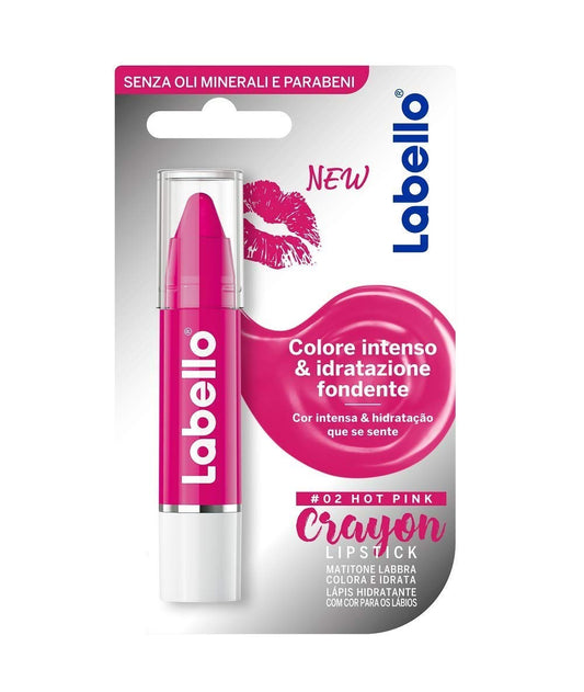 Labello Crayon Lipstick Matitone Labbra Colora e Idrata, senza Oli Minerali e Parabeni, Hot Pink