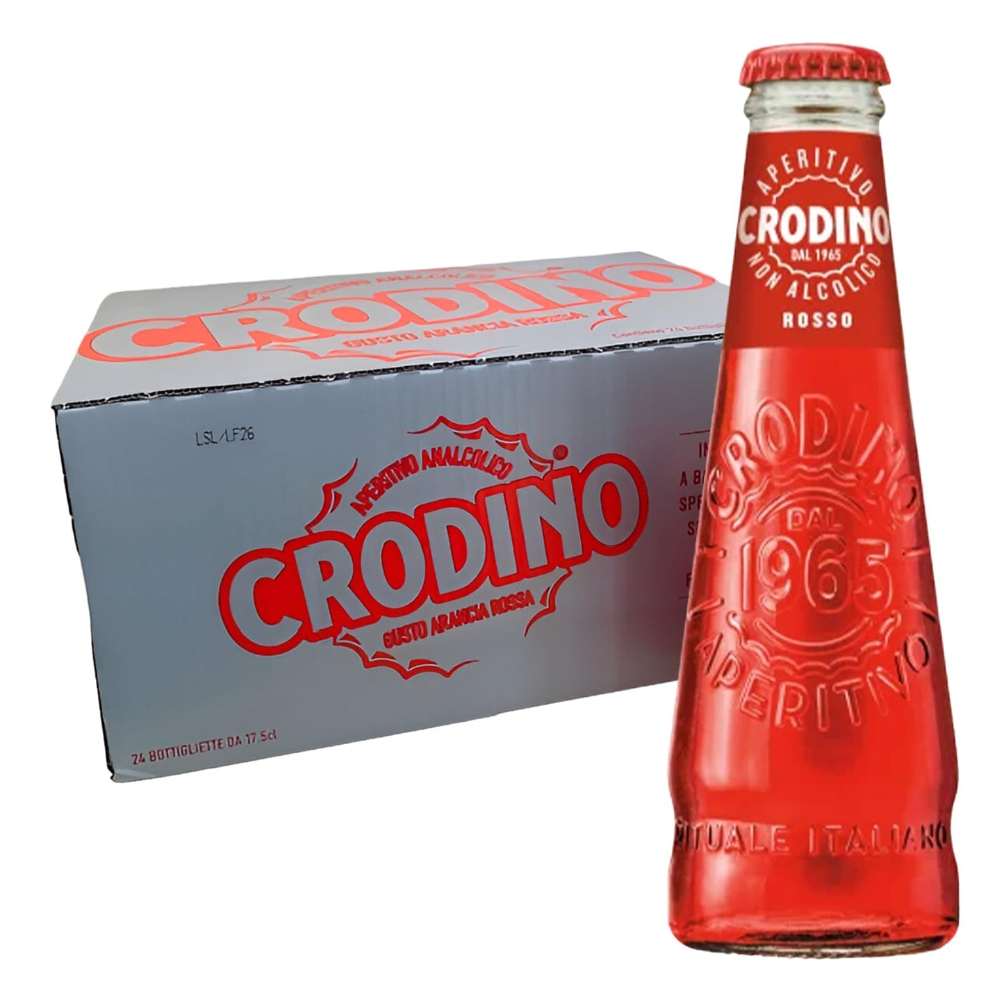 Crodino Rosso XL Aperitivo Analcolico 17,5cl Confezione da 24 Bottigliette Il Vero Aperitivo Italiano Gusto Arancia Rossa