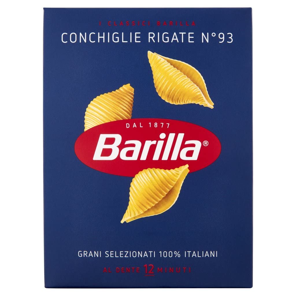 10 Pasta Barilla Conchiglie Rigate N. 93 - Pasta Italiana 500 g Pack