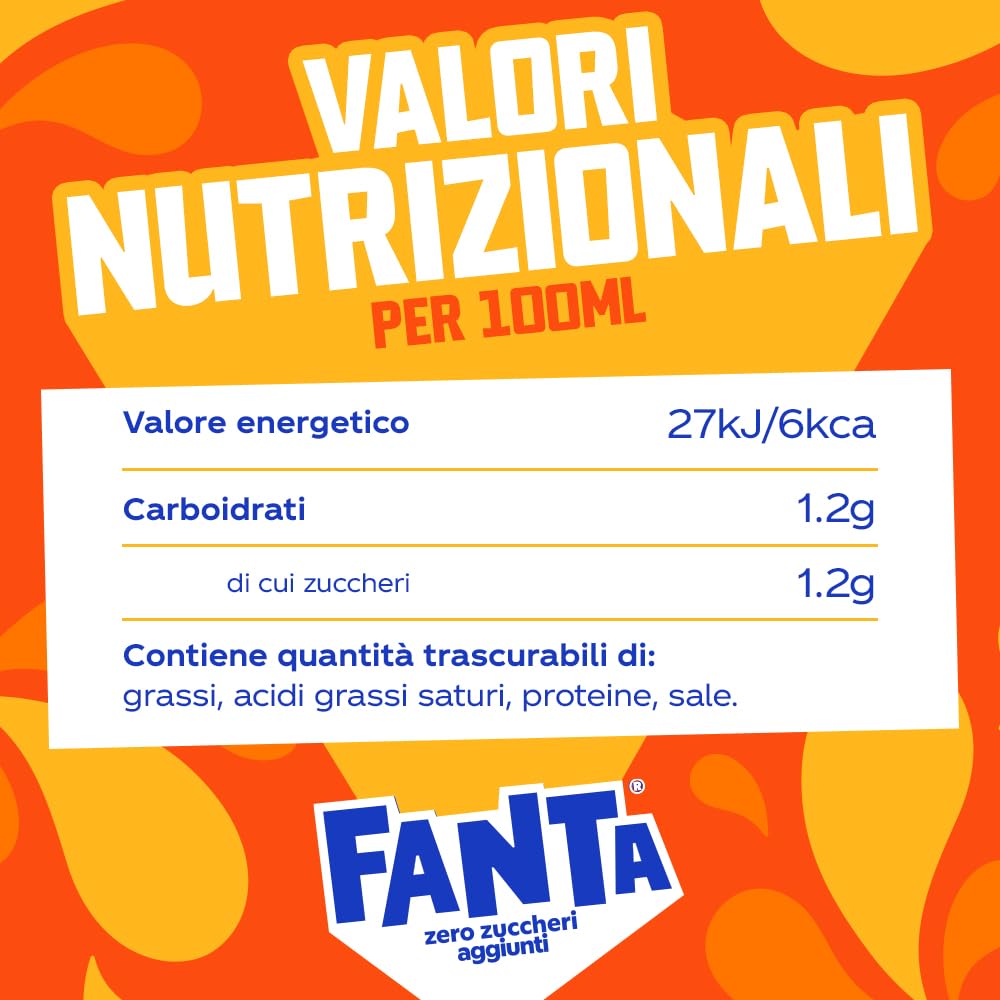 Fanta Zero Zuccheri Gusto Arancia, con Succo di Arance Italiane, Senza Zuccheri Aggiunti e Conservanti, Lattina 100% riciclabile, Gusto Rinfrescante - 24 lattine da 330 ml