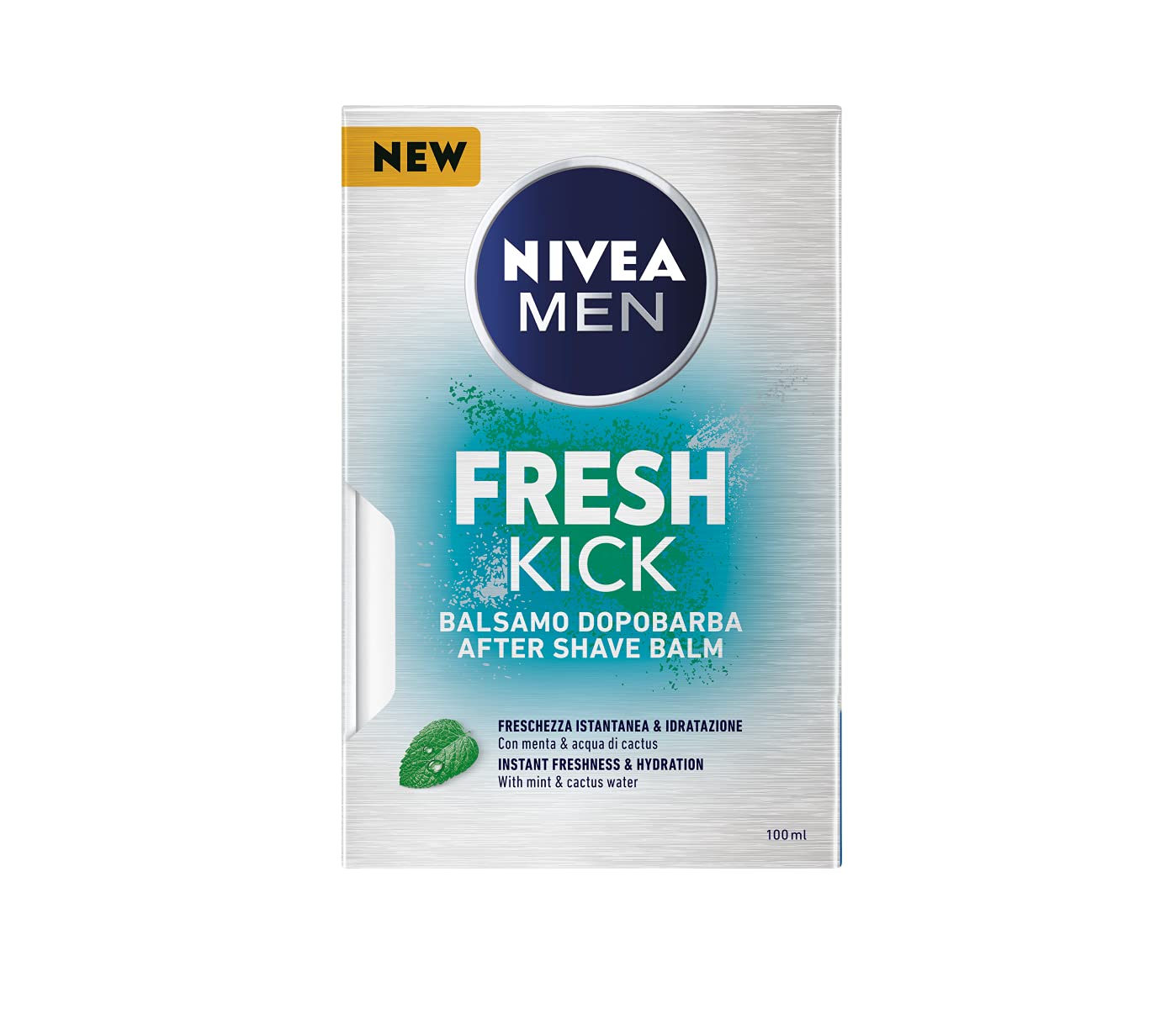 NIVEA MEN Fresh Kick Balsamo Dopobarba in Confezione da 100 ml, After Shave Uomo con Menta & Acqua di Cactus, Balsamo Barba Rinfrescante, Formula Ultra Leggera