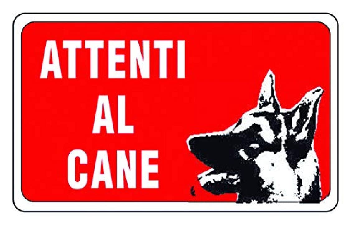 Cartello Segnaletico In Plastica"Attenti Al Cane", Bianco