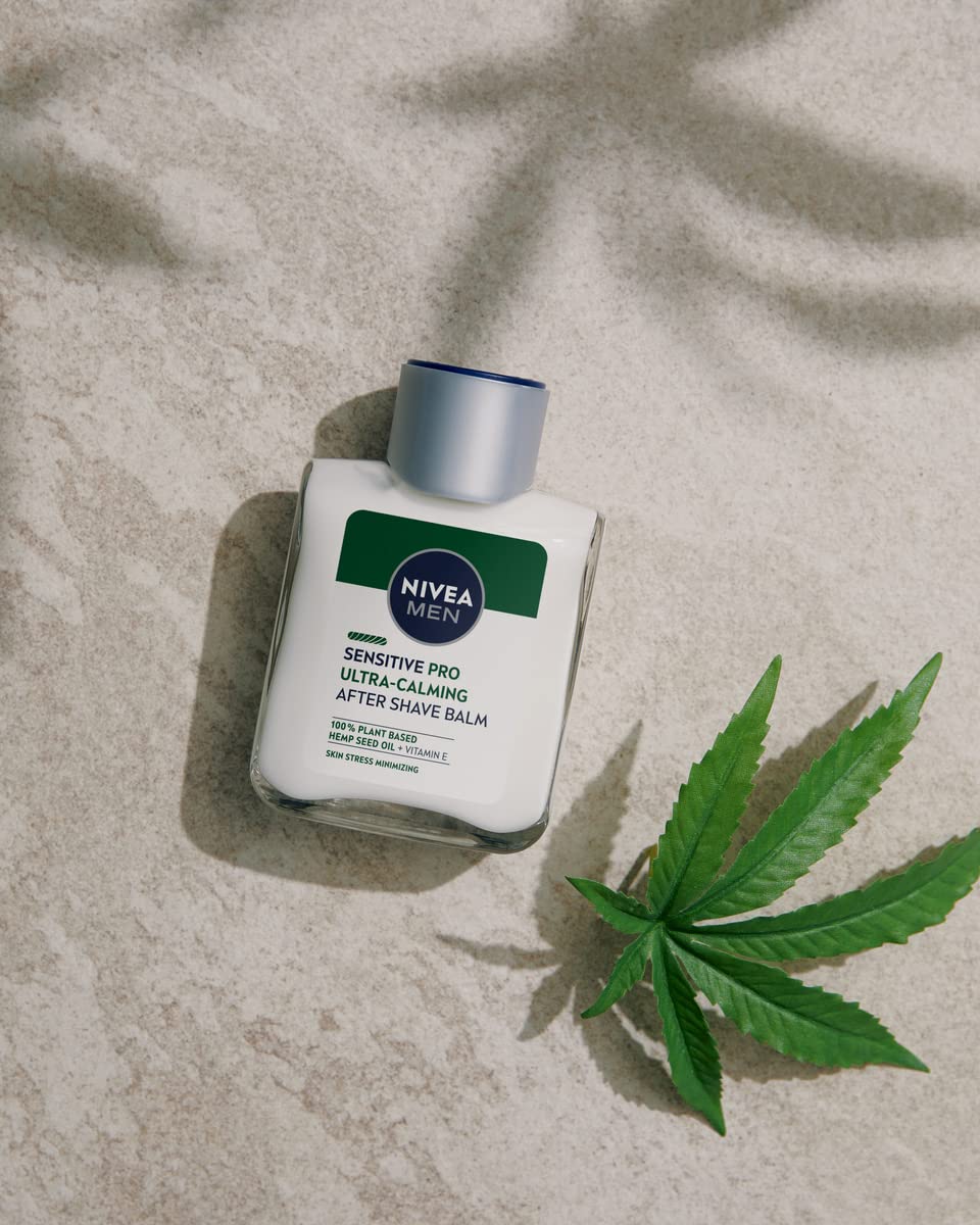 NIVEA MEN Sensitive Pro Balsamo Dopobarba Ultra-Calming in Confezione da 100 ml, After Shave Uomo con Olio di Semi di Canapa e Vitamina E, Balsamo Barba Lenitivo