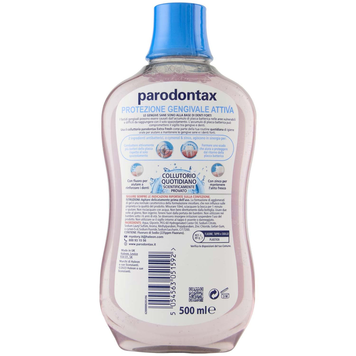 Parodontax Collutorio Liquido Protezione Gengivale Attiva, per Gengive Sane e Denti Forti, Uso Quotidiano, 500ml, Senza alcol