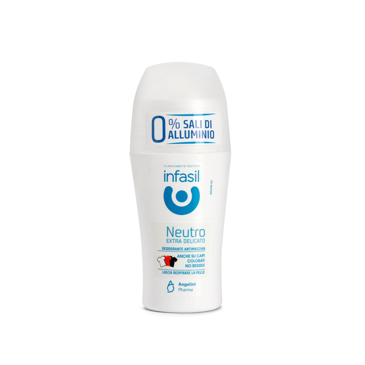 Infasil Neutro Extra Delicato, Deodorante Roll On con Formula Delicata che Lascia Respirare la Pelle, Efficace Fino a 24H, Formula Antimacchia, 50 ml