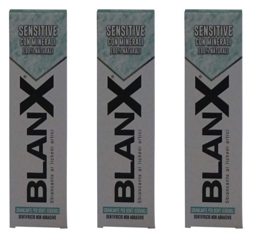 BlanX - Sensitive, Dentifricio a base di Licheni Artici, Sbiancante per Denti Sensibili, 75 ml, pack of 3