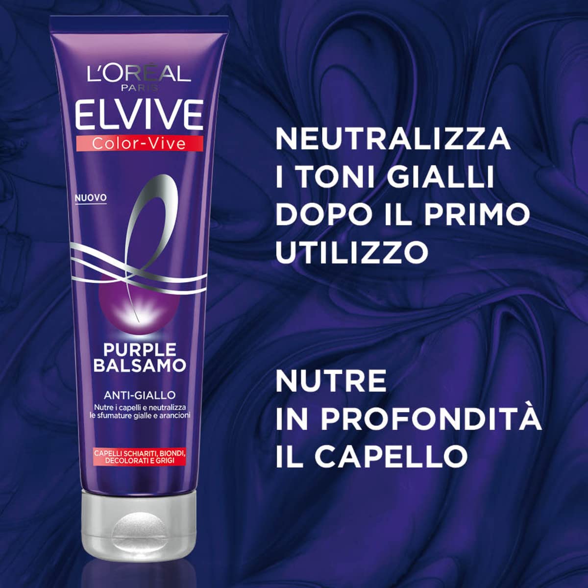L'ORÉAL Balsamo antigiallo Color Vive Purple, Balsamo Antigiallo per Capelli Schiariti, Biondi, Decolorati e Grigi, 150 ml