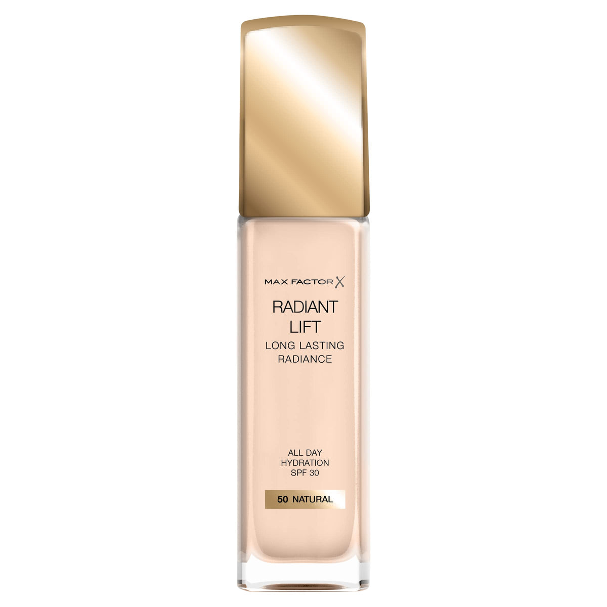 Max Factor Fondotinta Liquido Radiant Lift, Formula Antietà a Lunga Durata con SPF 30 ed Acido Ialuronico