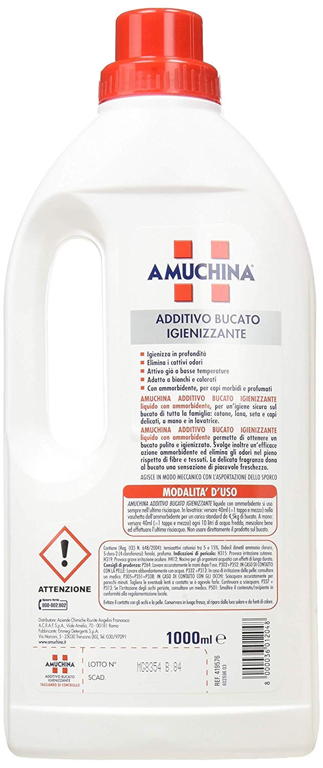 12 pezzi Additivo Bucato Igienizzante con ammorbidente da 1 lt [ totale 12 lt ]