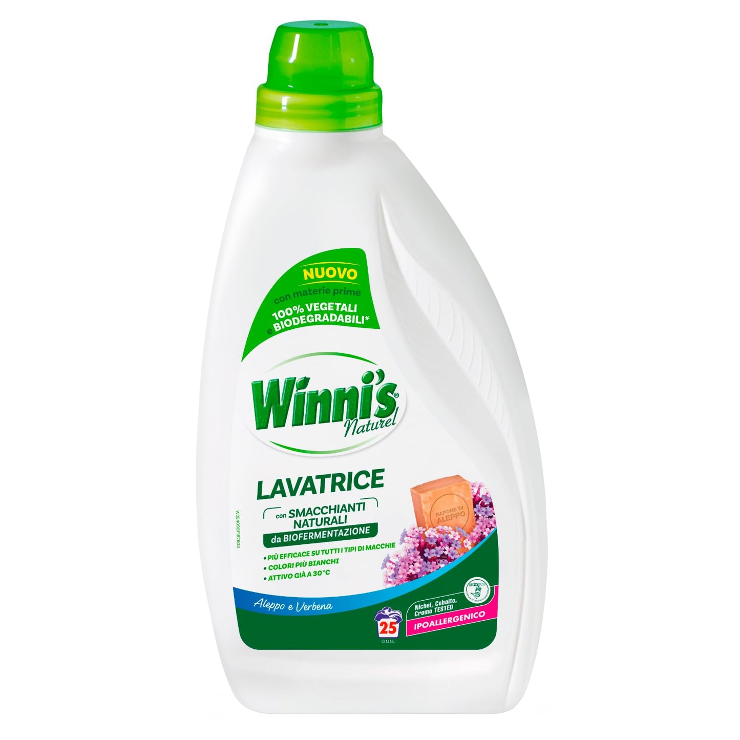 Winni's Naturel Lavatrice Detersivo Liquido con Smacchianti Naturali Fragranza Aleppo e Verbena Attivo a 30°C Ipoallergenico Materie Prime di Origine Vegetali Biodegradabili - 3 Flaconi da 1,125L